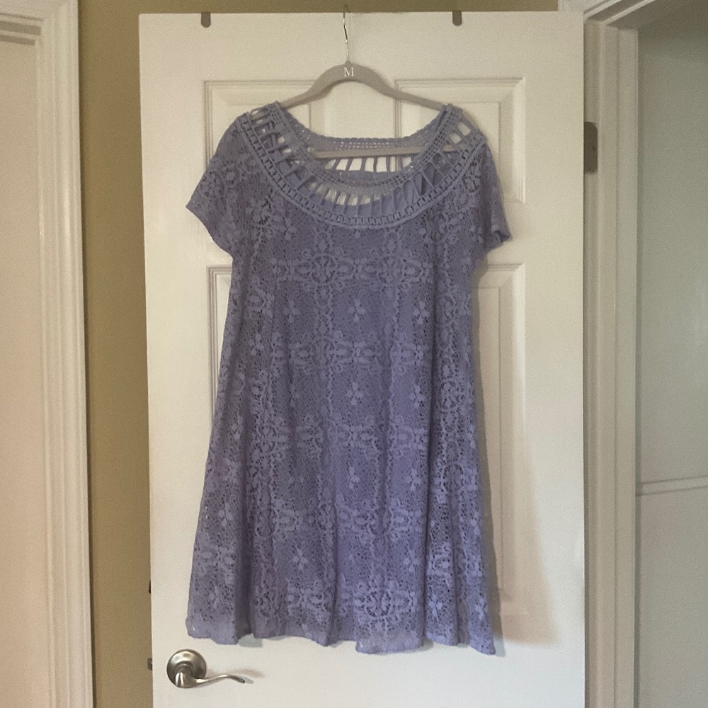 Free People Light Purple Lace Dress with Shell - L NEW